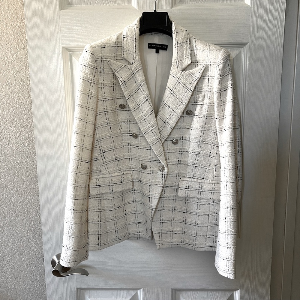Generation Love Windowpane Tweed Blazer